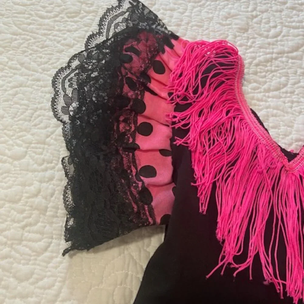 From Spain - Spanish Flamenco Dress Costume Hot Pink & Black Size 8 (Kids)